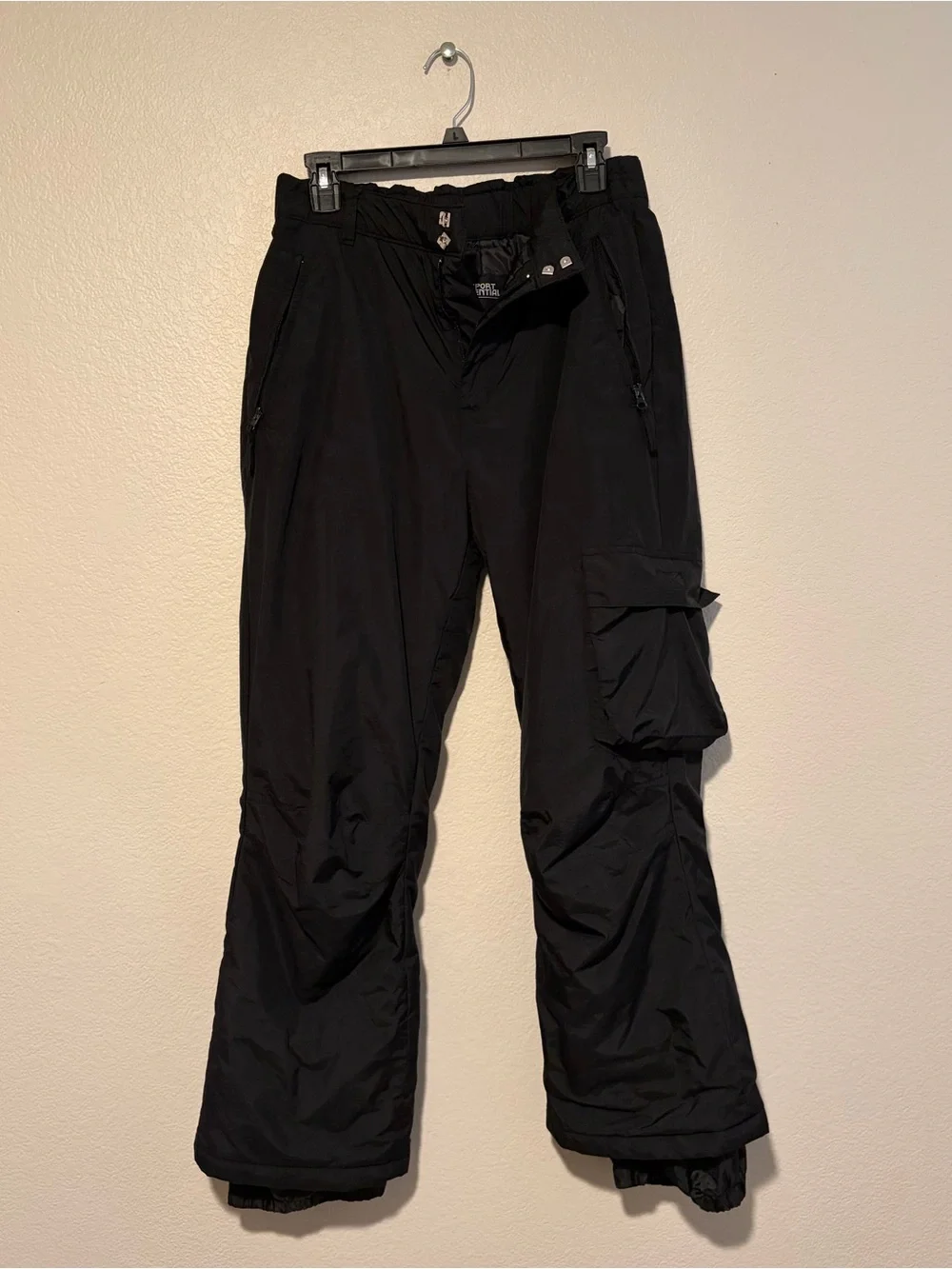 Sport Essentials Unisex Black Cargo Snow Pants